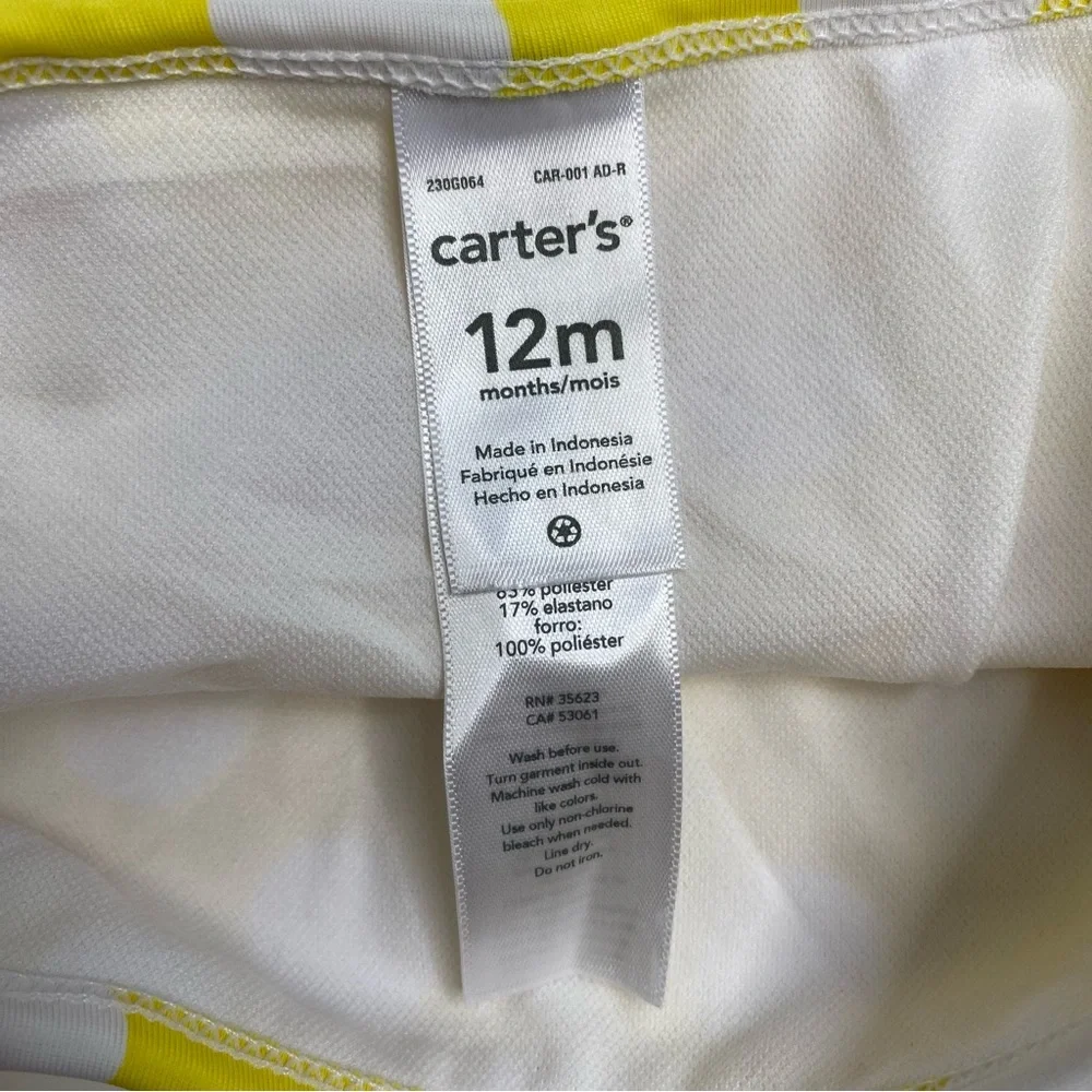 Baby Girl's Carter's Yellow Polka Dot Ruffle 2-Piece Tankini Swimsuit 12 Months